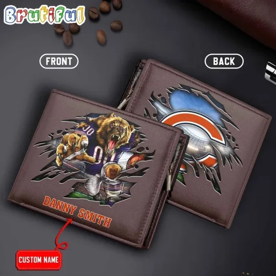 Discover Personalized Chicago Football Bearss Team Men Leather Wallet Gift For Him