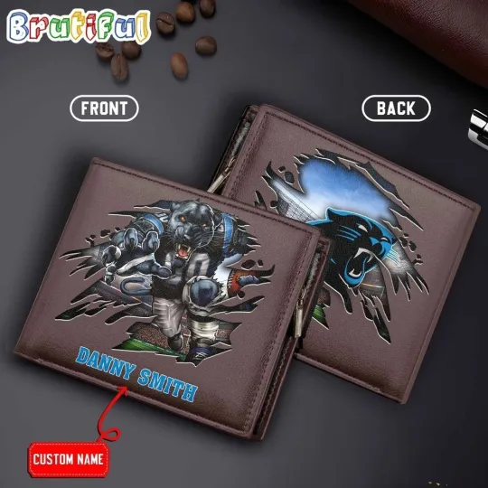 Discover Personalized Carolina Football Pantherss Team Men Leather Wallet Gift For Him