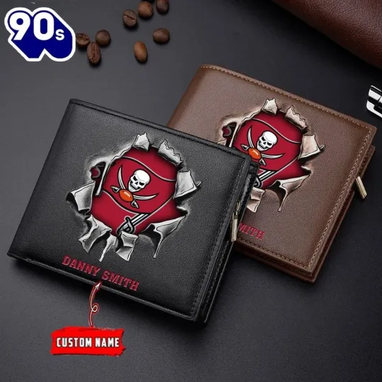 Personalized Tampa Bay Football Buccaneerss Team Men Leather Wallet Gift For Him