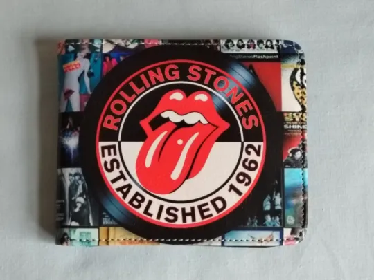 Discover Rolling Stones Bi-Fold Leather Wallet for Men
