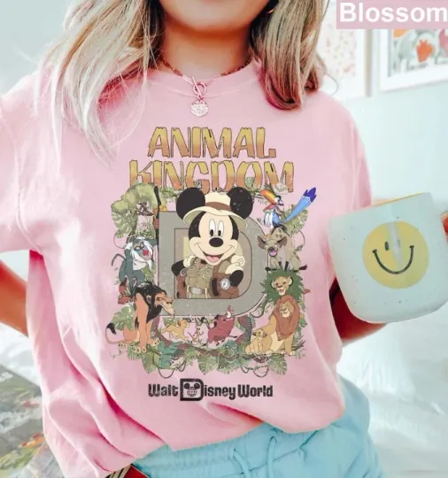 Discover Disney Animal Kingdom Mickey Safari Comfort Colors Shirt, Vintage Mickey blossom