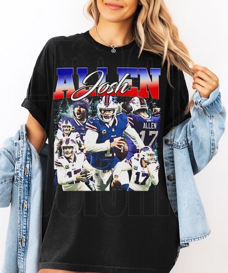 Discover Josh Allen Vintage Shirt, Football Retro 90s T-Shirt, Game Day Shirt, For Her, Josh Allen Shirt