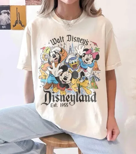 Discover Disney's Disneyland Mickey and Friends Shirt, Mickey comfort color shirt-ivory