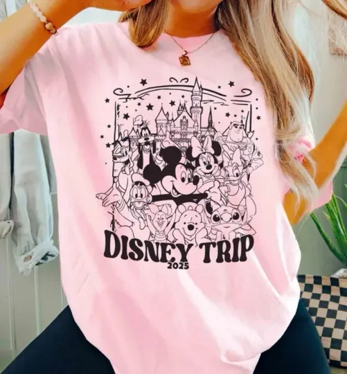 Discover Comfort Colors Disney Trip 2025 Shirt, Mickey and Friends Shirt, blossom color