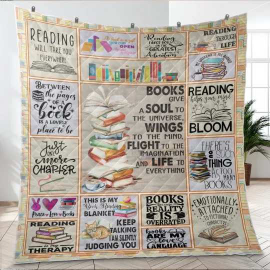 Discover Book Lovers Quilt, Readers Quilt Blanket Book Lovers Quotes Soft and Cozy Luxury
