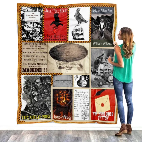 Discover Edgar Allan Poe Blanket, Edgar Allan Poe Books Fleece, Sherpa Blanket