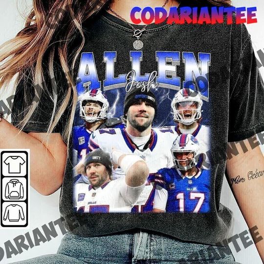Discover Josh Allen Vintage Shirt, Josh Allen Retro Rap Tee, Game Day Shirt, Football Shirt