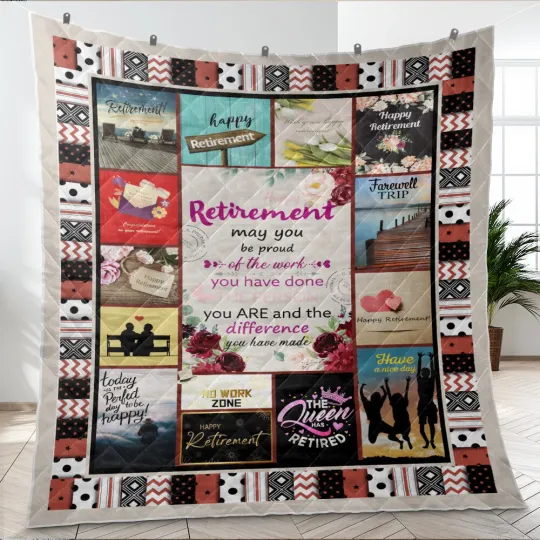 Discover Retirement Quilt, Happy Retirement Quilt Blanket Soft and Cozy Luxury