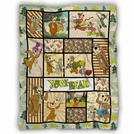 Discover Yogi Bear Blankets, Jellystone Park Fleece Sherpa Blanket, Boo-Boo, Ranger Smith