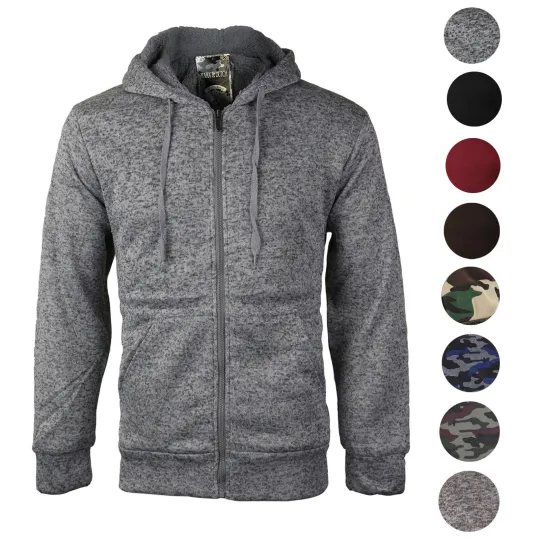 Discover Men's Premium Athletic Soft Sherpa Lined Fleece Zip Up Hoodie Sweater Jacket