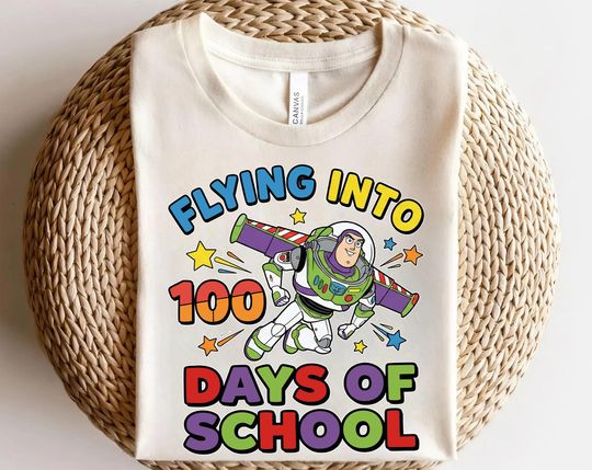Discover Toy Story Flying into1 00th Day Of School Shirt, Buzz Lightyear 100 Days Of School Shirt, Toy Story Land, 100 Days Celebration Shirt UOU221