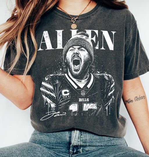 Retro Josh Allen Shirt, Football American Graphic Tee, Football 90s Bootleg Inspired Gift for Fan