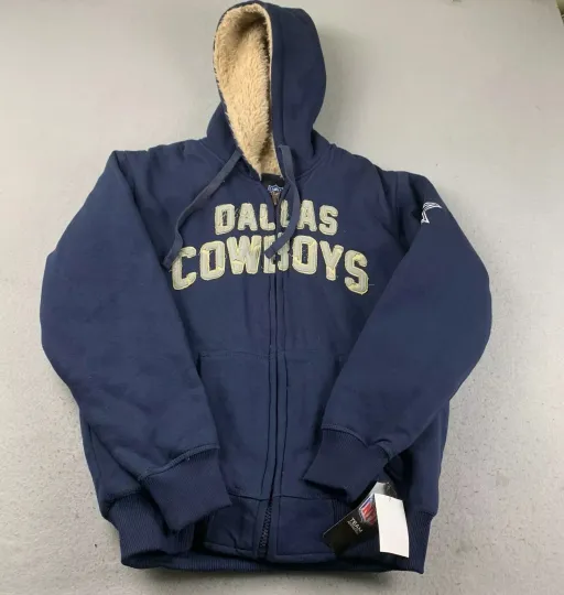 Discover Dallas Cowboys Hoodie Mens Large Blue Sherpa Lined Full Zip football Football NWT