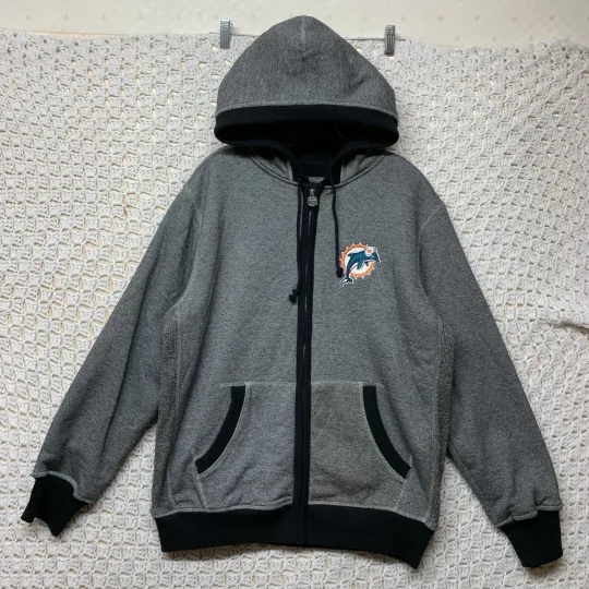 Discover Miami Dolphins Sideline Full Zip Hoodie, Men’s M Gray football Football Sherpa Lined