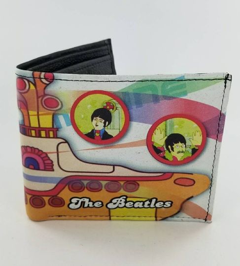 Discover Genuine Leather Bifold Wallet with Beatles Inspired Design, Multi-Color Handcrafted Leather Accessories