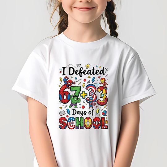 Discover Avengers I Defeated 100 days Of School Shirt, Baby Superheroes, Avengers Heroes,67 + 33 Spiderman,Captain America, Hulk, Marvel UOU224