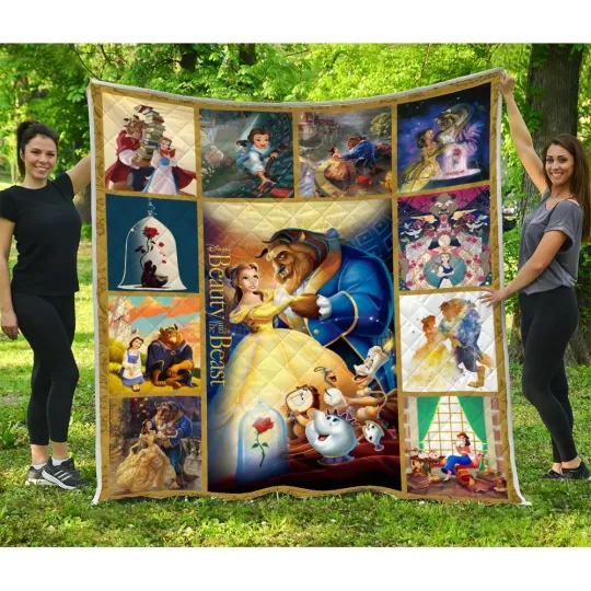 Discover Beauty and the Beast Blanket, Beauty and the Beast Cartoon Movies Quilt Blanket
