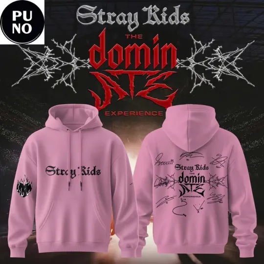 Discover Stray Kids dominATE Experience 2026 Pink 3D Hoodie – K-Pop Concert Fan