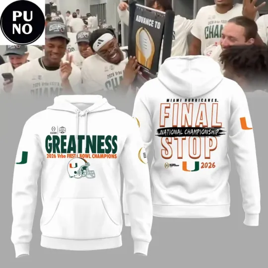 Discover Miami Hur.ricanes 2026 Fiesta Bowl Champions Final Stop 3D Hoodie
