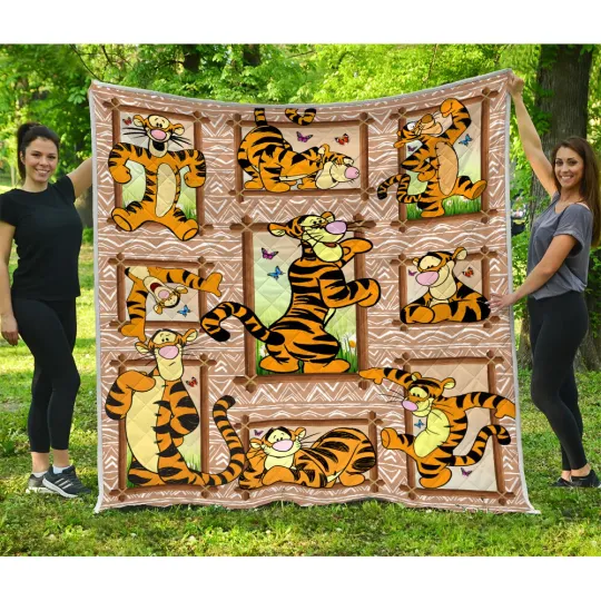 Discover Tigger Quilt, Winnie The Pooh Cartoon Quilt Blanket Soft and Cozy