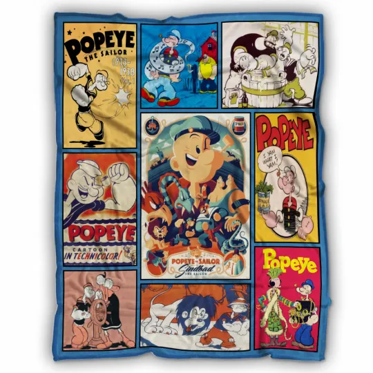 Discover Popeye Blanket, Popeye the Sailor Cartoon Fleece, Sherpa Blanket Soft and Cozy