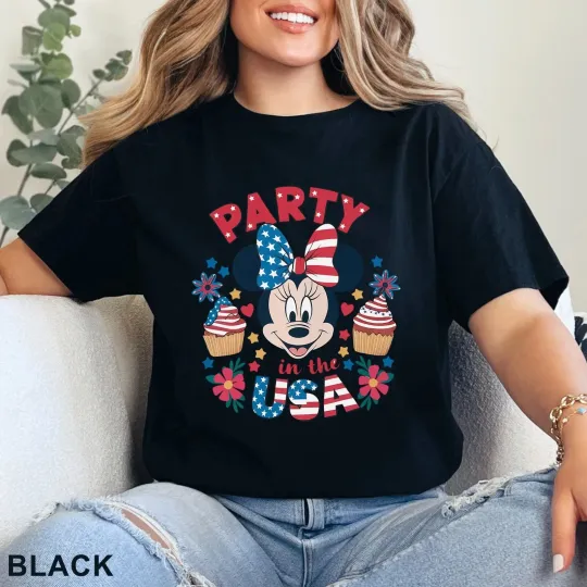 Discover Disney Minnie T-Shirt Black, Minnie Fourth 4th Of July USA Minnie 2025