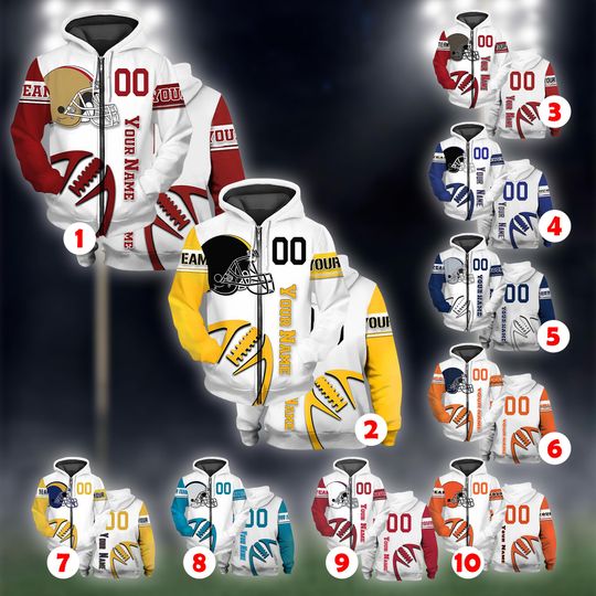 Discover Customizable Football Hoodie, Unisex Pullover with 3D Print, Sports Fan Gift for Game Day and Holidays