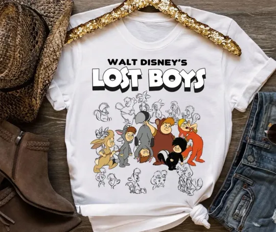Discover Disney Peter Pan The Lost Boys Sketch White T-Shirt