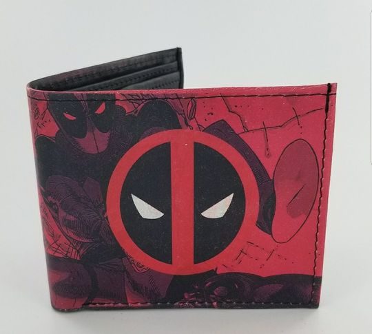 Superhero Leather Bifold Wallet, Movie & Comic Book Design, Unique Gift