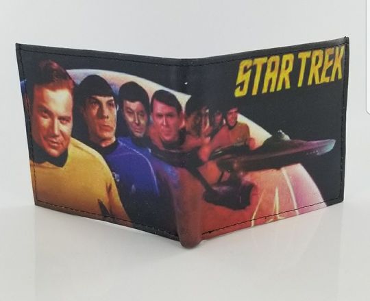 Discover Sci-Fi Leather Bifold Wallet for Men, Genuine Leather Money Wallet, Fully Laser-Printed Christmas Gift