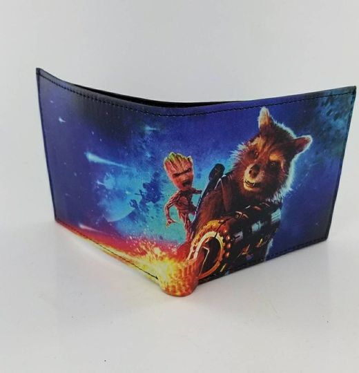 Genuine Handmade Space Guardians Leather Bifold EDC Wallet,Unique Gifts,Birthday Presents.Fully Laserprinted