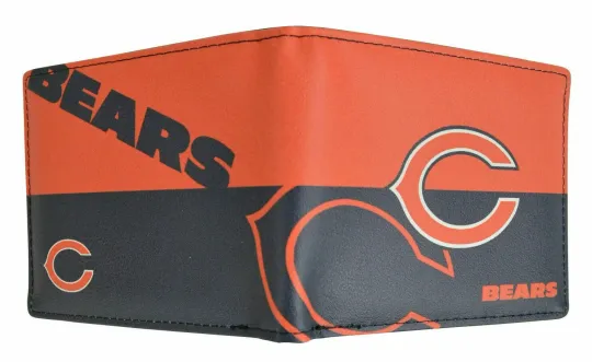 Chicago Bears Printed Logo Leather Bifold Wallet for Men