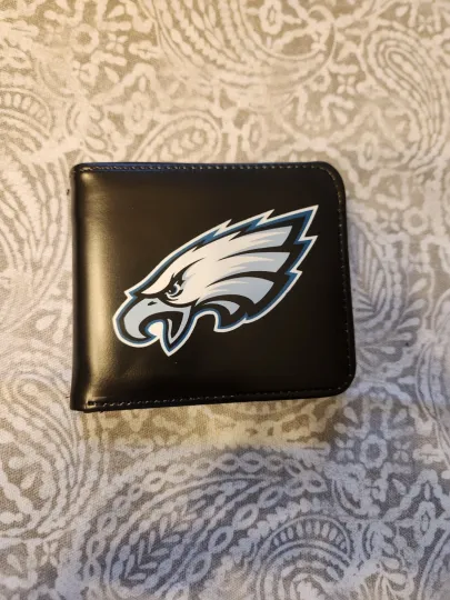 Philadelphia Eagles Bifold Men's Wallet Black Leather Wallet Billfold