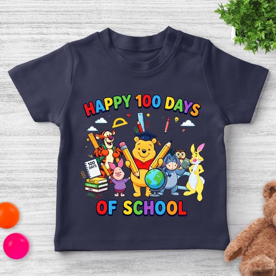 Discover Winnie the Pooh 100 Days of School Shirt, Disney Back To School T-Shirt