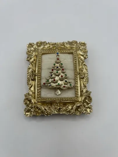 Discover Vintage Christmas Tree Brooch Gerry's Signed  Gold Tone Enamel Holiday Pin gift