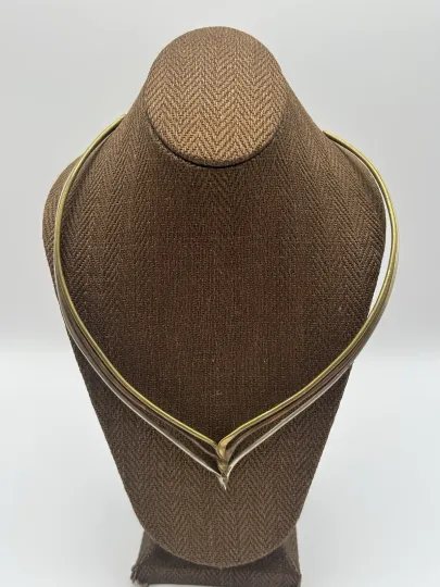 Discover Necklace Vintage Tri-color Cheveron Collar Bib Necklace Jewelry Handmade Metal