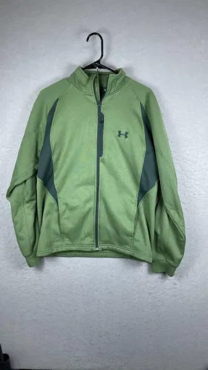 Discover Under Armour Jacket Mens Medium Green Full Zip Fleece Lined Athletic Sweatshirt