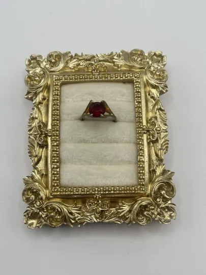 Discover Vintage Red Rhinestone Gold Tone Costume Ring Size 7 Statement Retro MCM As Is