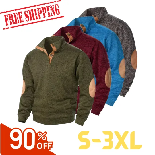 Discover Men's Long Sleeve Stand Collar Sweatshirts Lightweight V-Neck Streetwear Gift