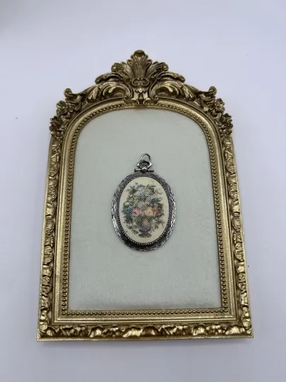 Discover Vintage Sarah Coventry Tapestry Look Flower Basket Pendant Floral Jewelry Gift