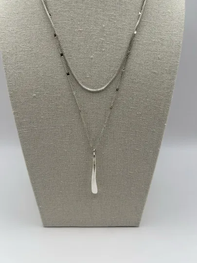 Discover Jenny Bird Leana Necklace Pendant Double Chain Layering Silver Tone Jewelry Gift