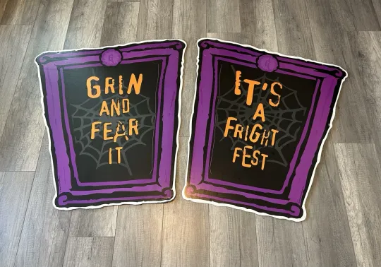 Discover Goosebumps Sign Parachute Press 1996 Vtg Poster 2 Signs Fright Fest Double Sided