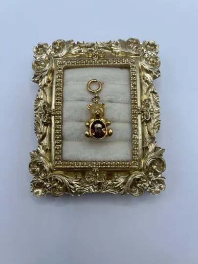 Discover VINTAGE MONET GOLD-TONE FINISH TEDDY BEAR CHARM Brown Rhinestone Tummy Christmas