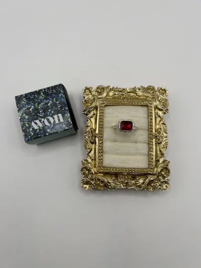 Discover AVON Ring Size 6 Silver Tone Red Deco With Box Jewelry Christmas Holidays Gift