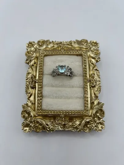 Discover Silver Tone Leaf Vine Ring Blue Stone Center Unbranded Size 6.5 Elegant Design