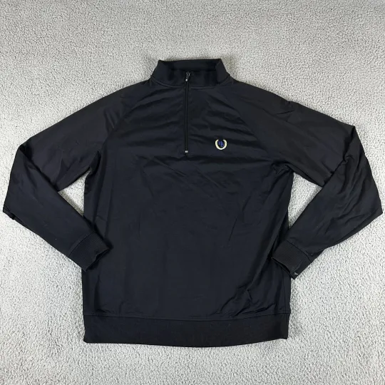 Discover FootJoy Sweatshirt Men L Black Long Sleeve Stand-Up Collar 1/4 Zip Nylon Stretch