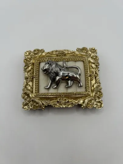 Discover Vintage Silver Tone Lion Brooch Pin Bold Statement Animal Jewelry Figurative