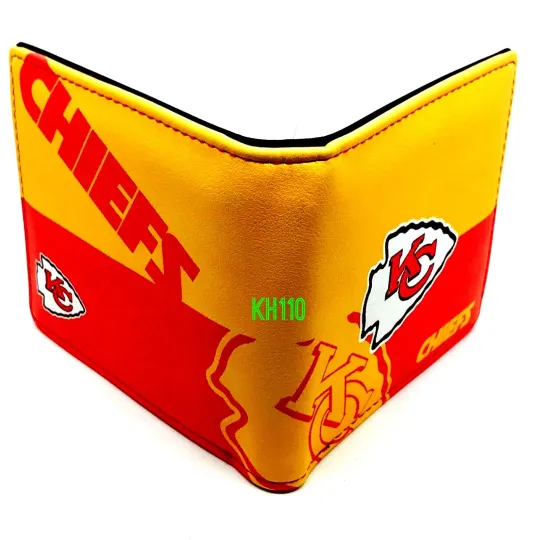 Discover football Kansas City Chiefs Men's Printed Logo Leather Bi-Fold Wallet