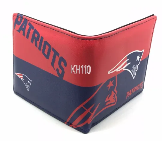 Discover football New England Patriots Men's Printed Logo Leather Bi-Fold Wallet