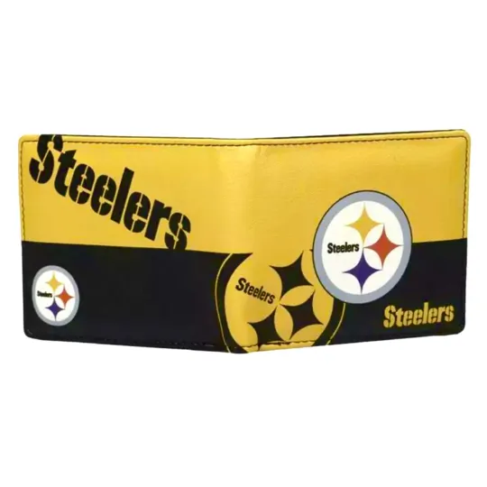Discover Pittsburgh Steeler football Men's Printed Logo Bi-Fold Wallet